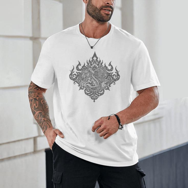 Sak Yant Muay Thai MMA Tattoo Twin Tiger Martial Art Boxing Unisex T-Shirt Sak Yant Muay Thai MMA Tattoo Twin Tiger Martial Art Boxing Unisex T-Shirt