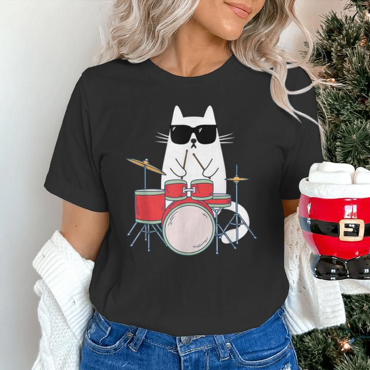 Cat Wearing Sunglasses Playing Drums Drum Kit Musician Unisex T-Shirt Cat Wearing Sunglasses Playing Drums Drum Kit Musician Unisex T-Shirt