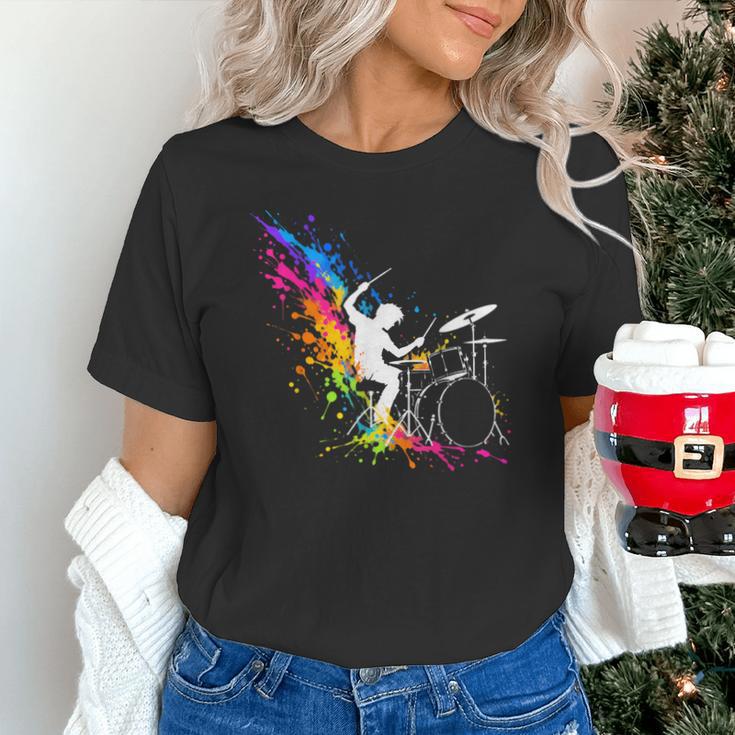 Drummer Silhouette Drum Kit Splatter Art Unisex T-Shirt Drummer Silhouette Drum Kit Splatter Art Unisex T-Shirt