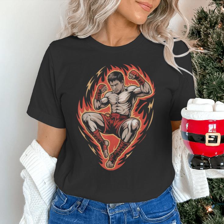 Muay Thai Fighter Teep Push Kick Minimal Line Art Clean Unisex T-Shirt