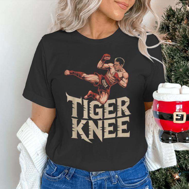 Muay Thai Fighter Tiger Knee Vintage Distressed Badge Unisex T-Shirt
