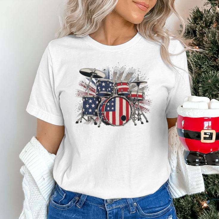 Drum Kit With American Flag Graphic For Musicians Unisex T-Shirt Drum Kit With American Flag Graphic For Musicians Unisex T-Shirt