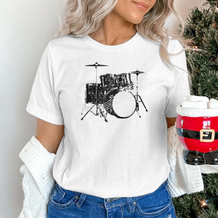 Drum Kit Drummer Band Musical Instrument Rock Music Raglan Baseball Tee Unisex T-Shirt