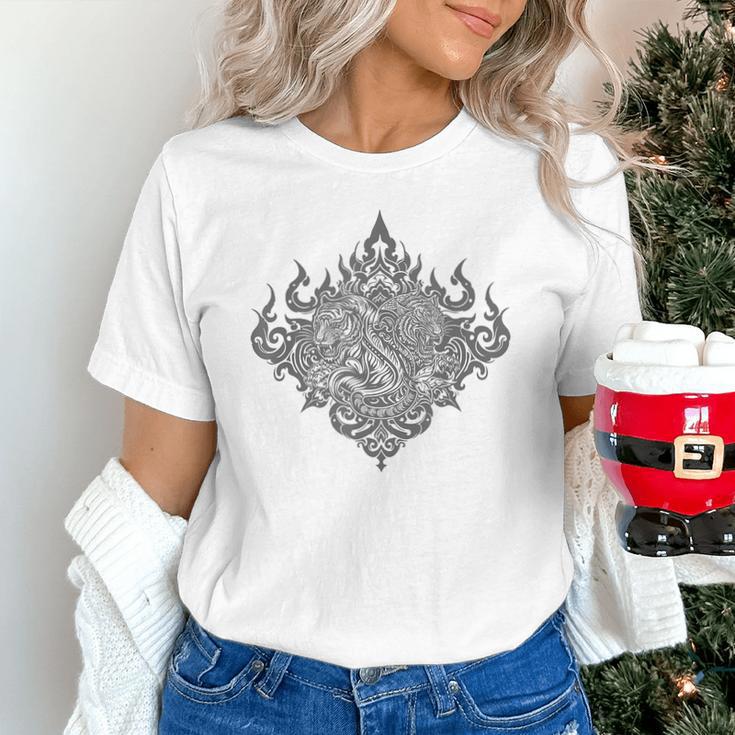 Sak Yant Muay Thai MMA Tattoo Twin Tiger Martial Art Boxing Unisex T-Shirt Sak Yant Muay Thai MMA Tattoo Twin Tiger Martial Art Boxing Unisex T-Shirt