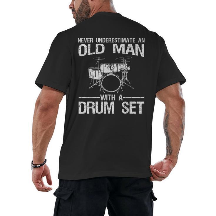 Cool Drummer Art Men Dad Drum Set Player Drum Kit Musician Men's Back Print T-Shirt