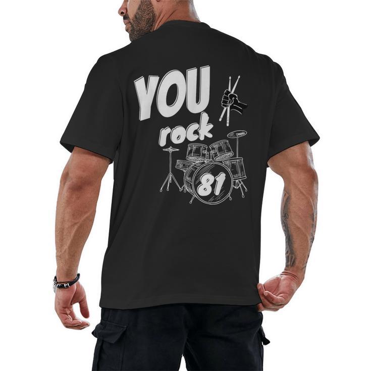 Drum Kit Drummer 81 Years 81st Birthday Men Women Men's Back Print T-Shirt