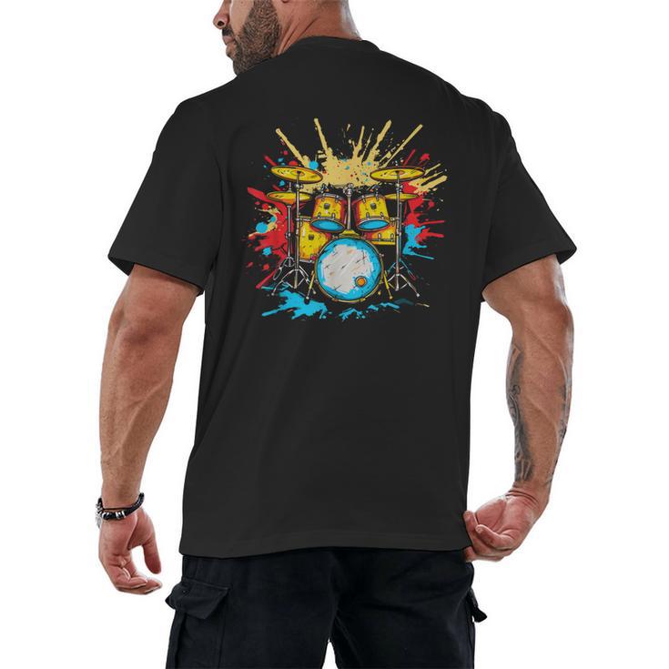 Drum Kit Steamwave Music Band Men's Back Print T-Shirt