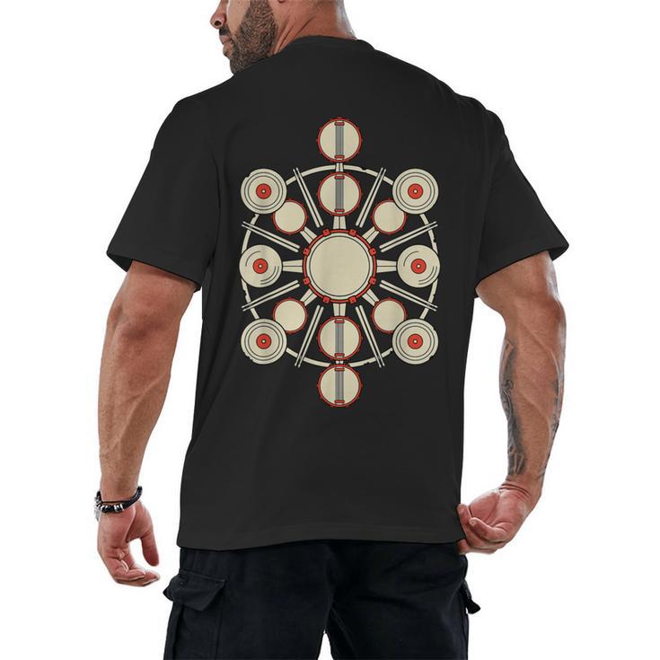 Drummer Drum Kit Mandala Percussionist Music Lover Men's Back Print T-Shirt