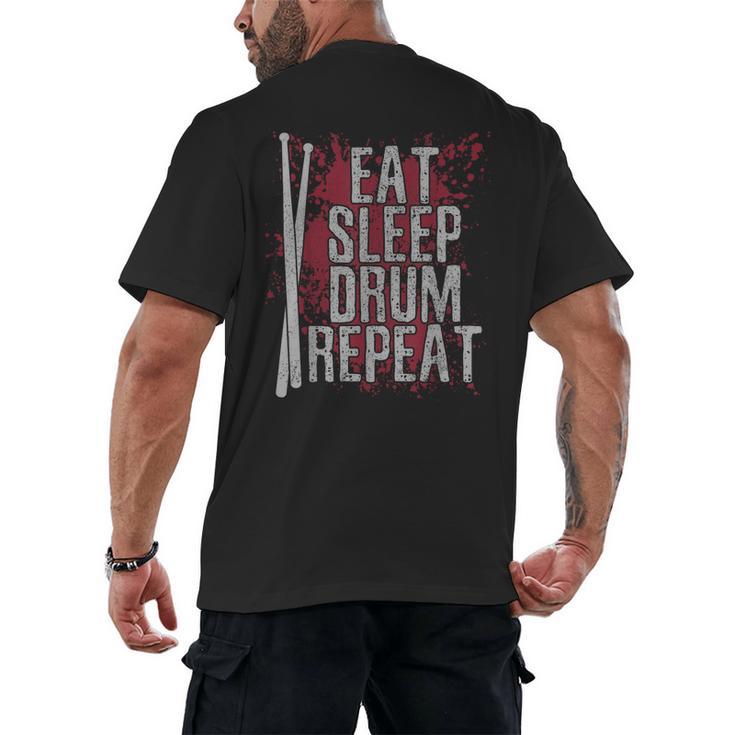 Drummer Eat Sleep Drum Repeat Drum Kit Musician Men's Back Print T-Shirt
