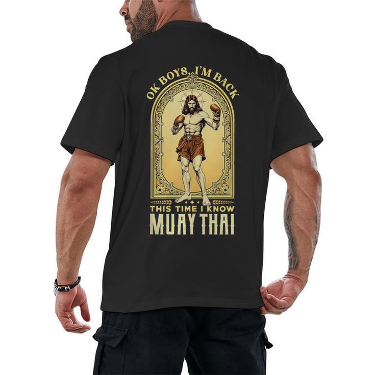 Jesus Knows Muay Thai Boxing Kickboxing MMA Men's Back Print T-Shirt