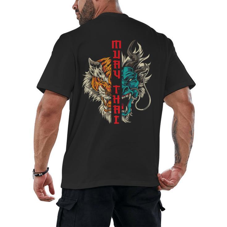 Muay Thai Thai Boxing Dragon Tiger Men's Back Print T-Shirt