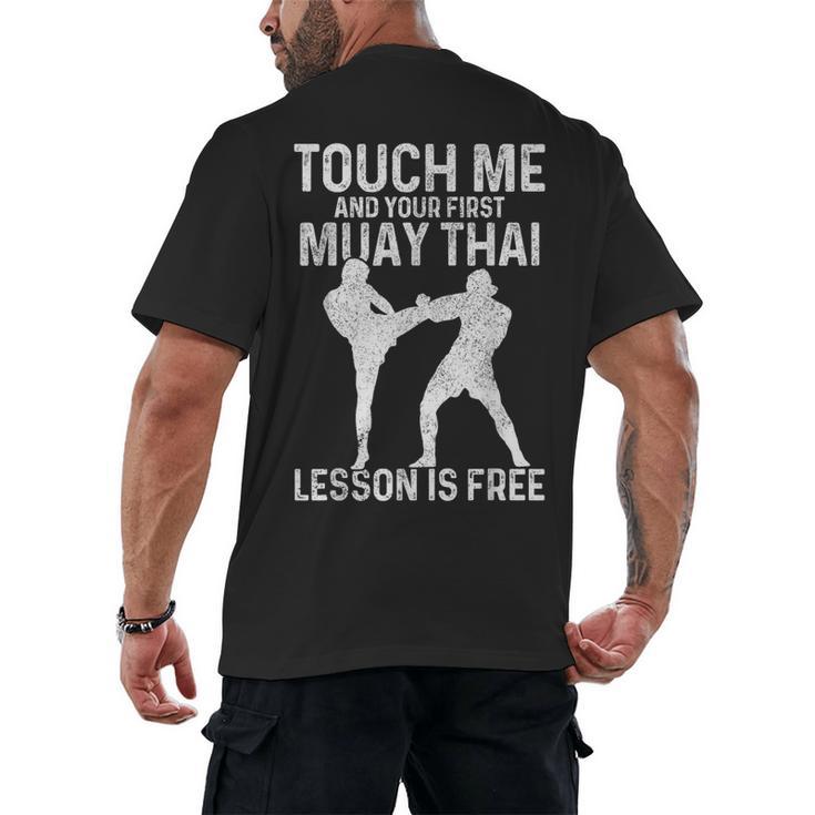 Muay Thai Boxing Kickboxing Your First Lesson Is Free Men's Back Print T-Shirt