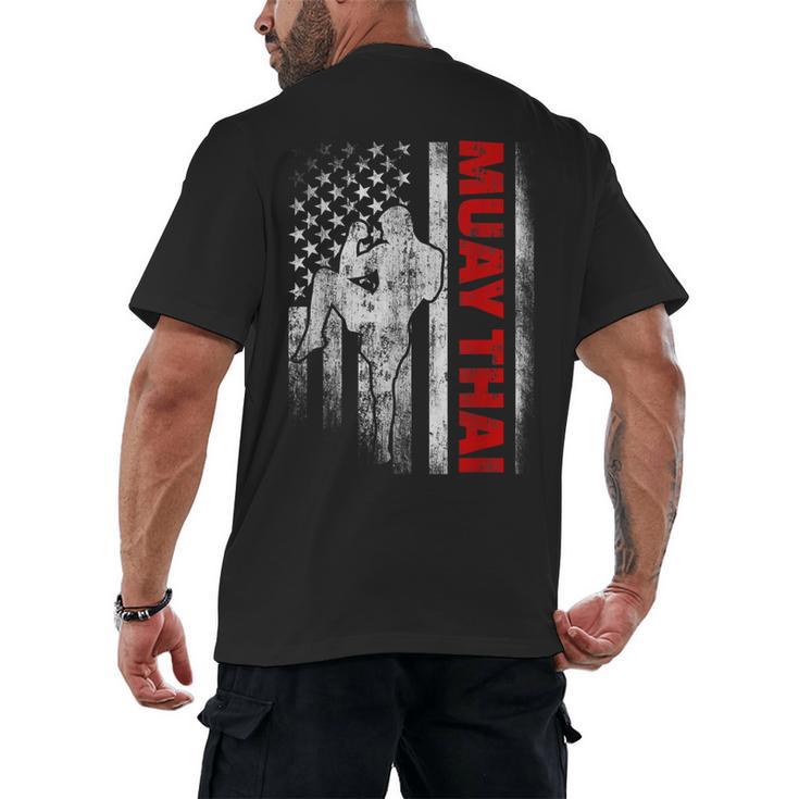 Muay Thai Boxing US American Flag Men's Back Print T-Shirt