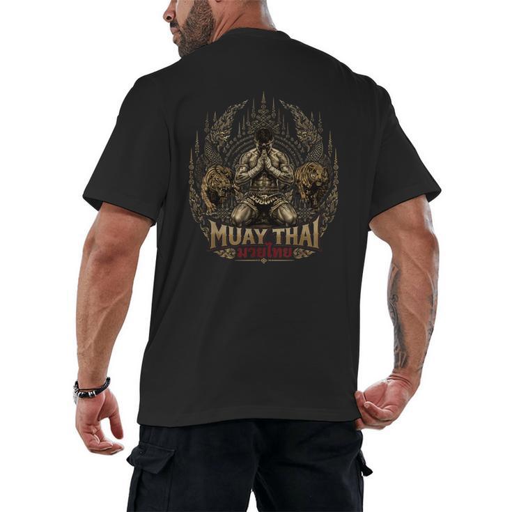 Muay Thai Clinch Vintage Thai Boxing Fighter Art Men's Back Print T-Shirt