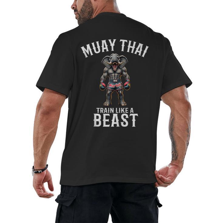 Muay Thai Elephant Kickboxing And Elephant Thai Men's Back Print T-Shirt