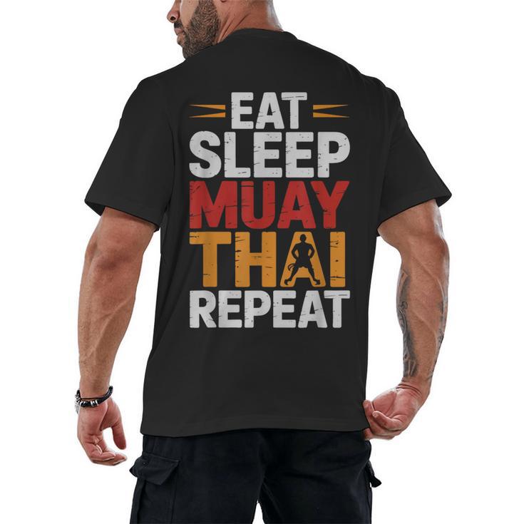 Muay Thai Fighter Eat Sleep Repeat Lifestyle Training Men's Back Print T-Shirt