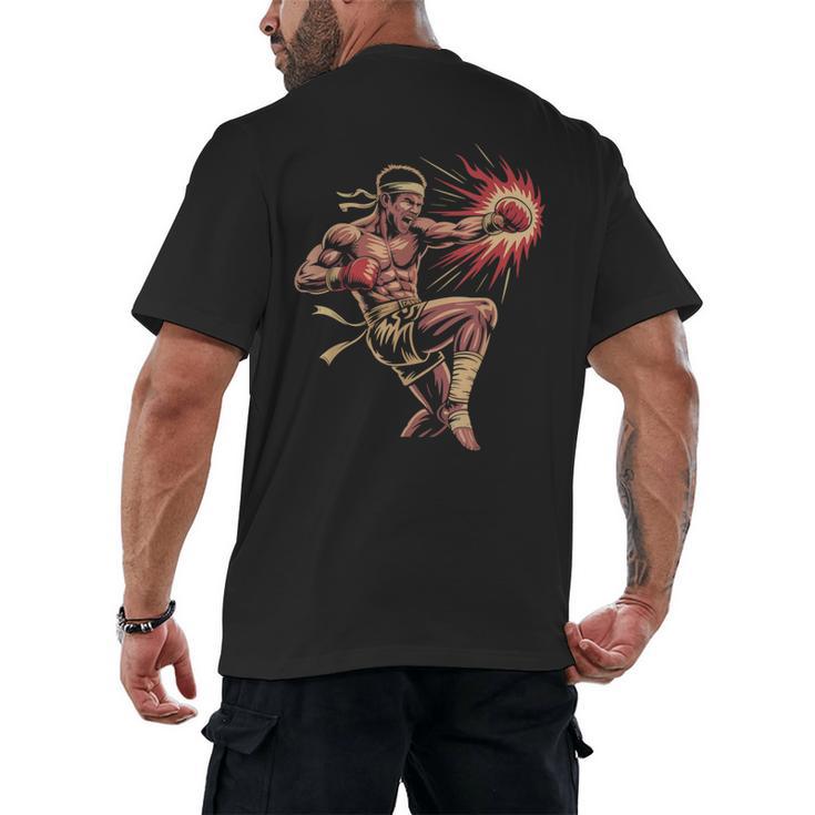 Muay Thai Fighter Southpaw Stance Minimal Silhouette Clean Men's Back Print T-Shirt