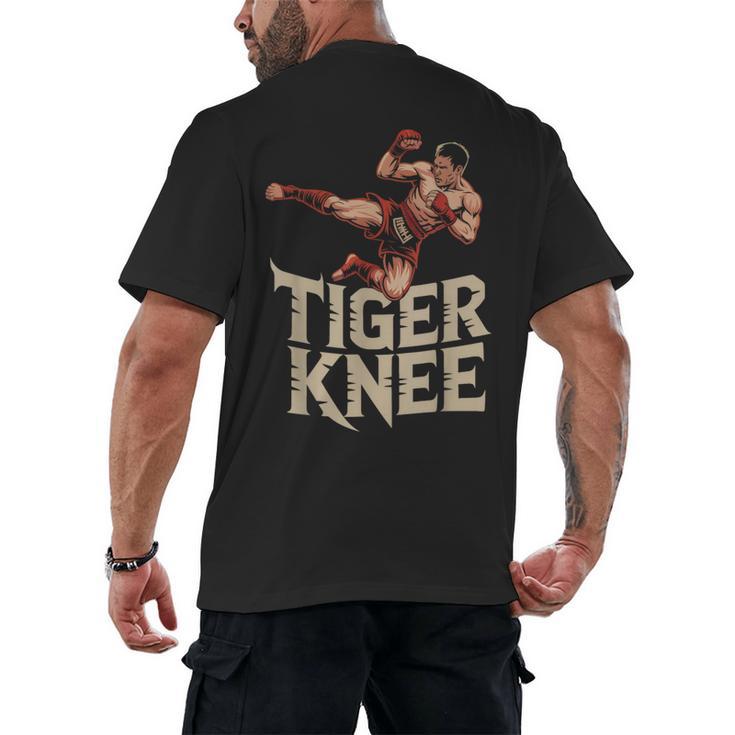 Muay Thai Fighter Tiger Knee Vintage Distressed Badge Men's Back Print T-Shirt