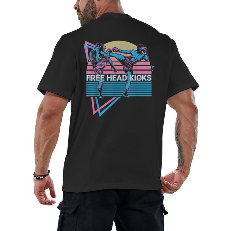 Muay Thai Kickboxing Retro Free Head Kicks Men's Back Print T-Shirt