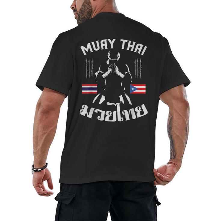 Muay Thai Puerto Rico Flag Martial Arts Thai Boxing Coach Men's Back Print T-Shirt