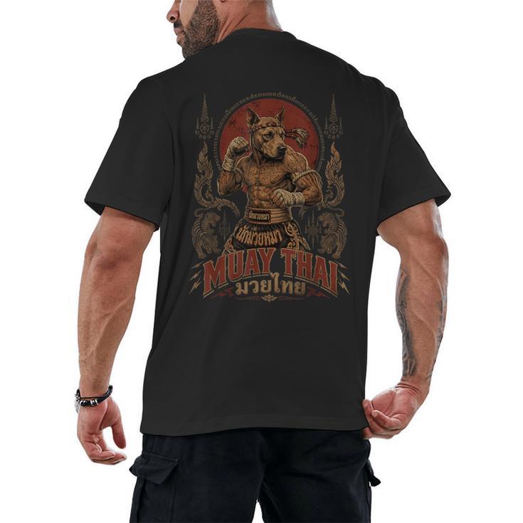 Muay Thai Roots Vintage Thai Boxing Fighter Thailand Dog Men's Back Print T-Shirt