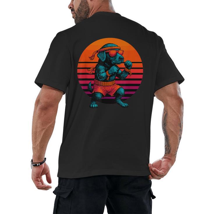 Retro Dog With Gloves Muay Thai Fighter Men's Back Print T-Shirt
