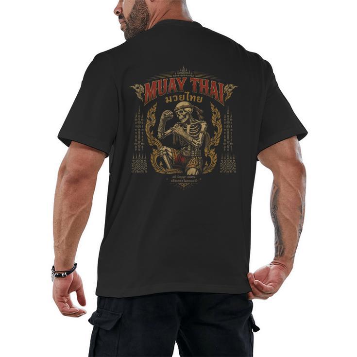 Retro Muay Thai Shorts Thai Boxing Fighter Style Skeleton Men's Back Print T-Shirt