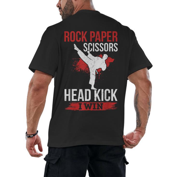 Rock Paper Scissors Head Kick I Win Muay Thai Men's Back Print T-Shirt