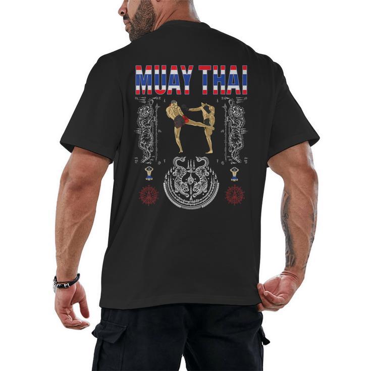 Sawadee Thai Traditional Sak Yant Thai Twin Tiger Muay Thai Men's Back Print T-Shirt