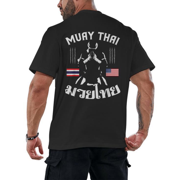Thailand American Flag Muay Thai Thai Boxing Women Girls Kids Men T-Shirt Men's Back Print T-Shirt