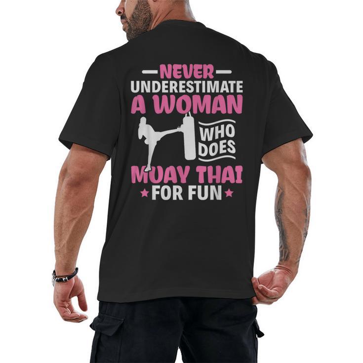 Never Underestimate A Woman Thai Boxing Muay Thai Fighter Men's Back Print T-Shirt