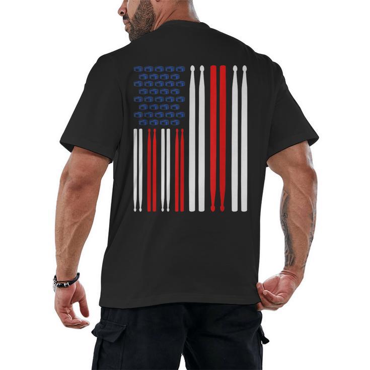 USA Flag Drummer Music Drum Kit Men's Back Print T-Shirt