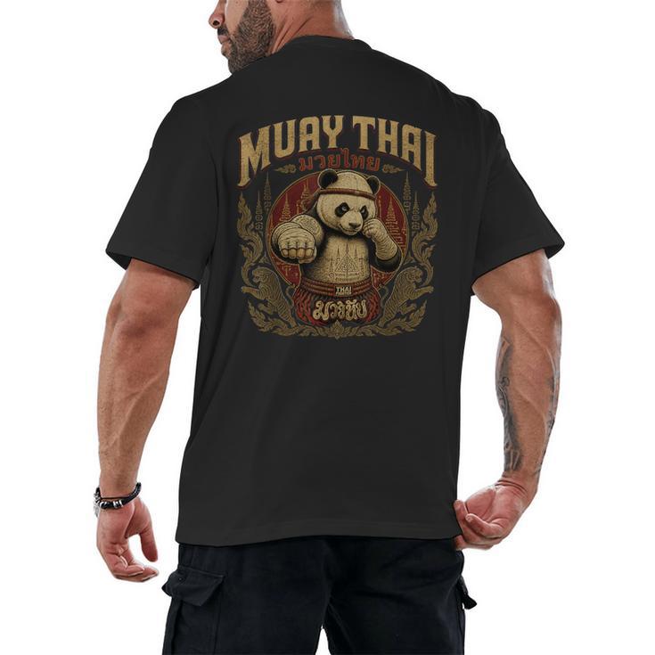 Vintage Muay Thai Gym Thai Boxing Training Fighter Panda Men's Back Print T-Shirt