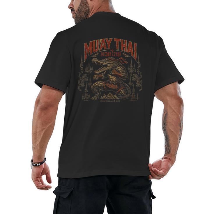 Vintage Muay Thai Wai Kru Thai Boxing Ritual Art Crocodile Men's Back Print T-Shirt