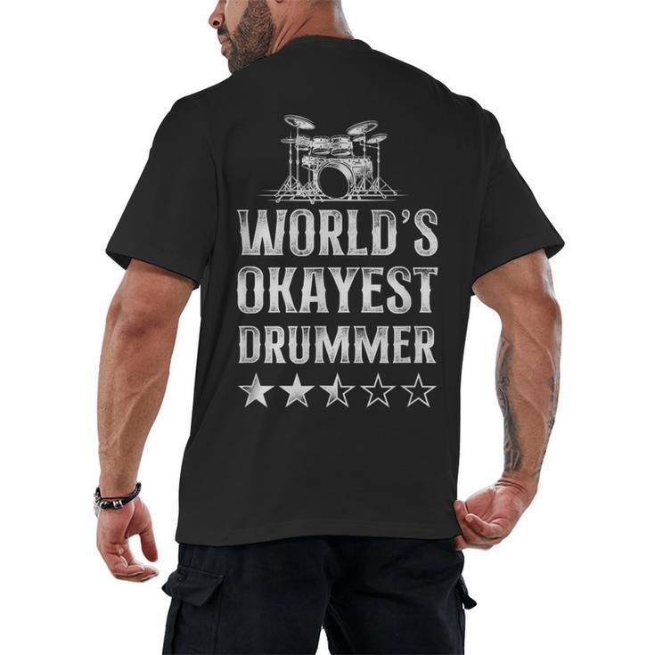 Vintage World'S Okayest Drummer Drum Kit Men's Back Print T-Shirt