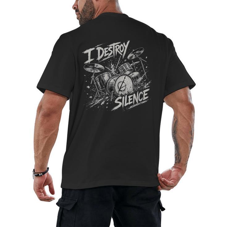 Women's Drum Kit I Destroy Silence Art Men's Back Print T-Shirt