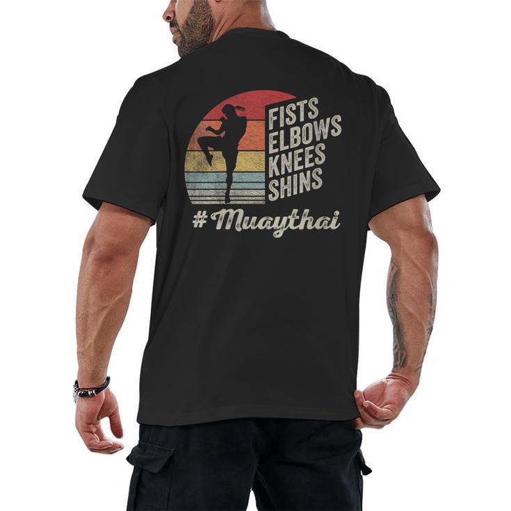 Women's Muay Thai Martial Arts Fighter Retro Vintage Sunset Graphic Men's Back Print T-Shirt
