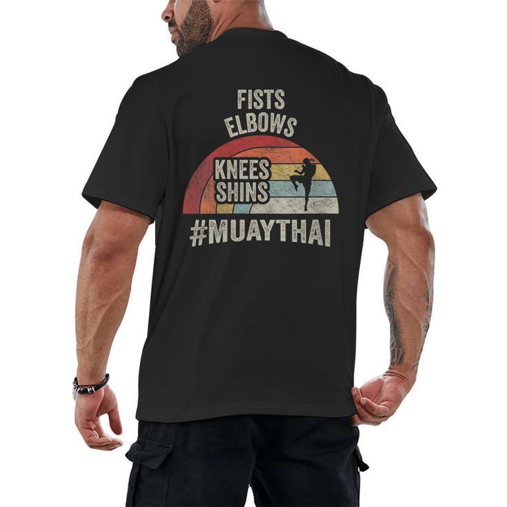 Women's Retro Muay Thai Martial Arts Fighter Graphic Men's Back Print T-Shirt