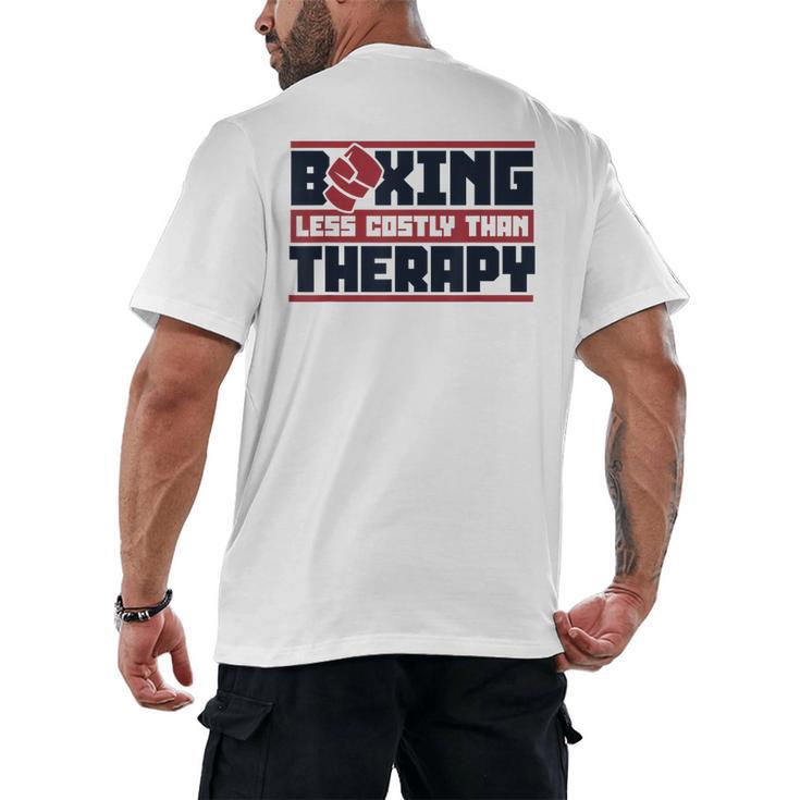 Boxing Less Costly Than Therapy Muay Thai Boxing Men's Back Print T-Shirt