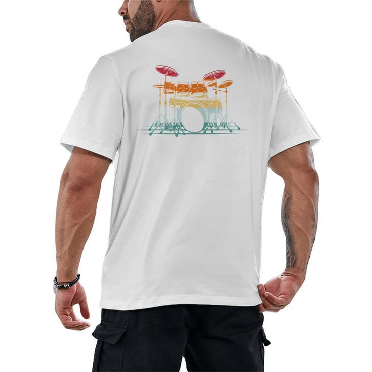 Drum Kit Musical Retro Instrument Musician Men's Back Print T-Shirt