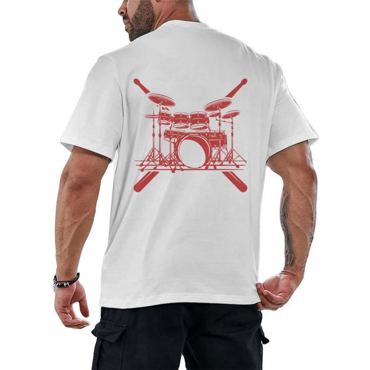 Drum Kit Percussion For Drummer Percussionist Musician Men's Back Print T-Shirt