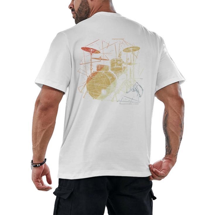 Drum Kit Retrowave Drums Men's Back Print T-Shirt