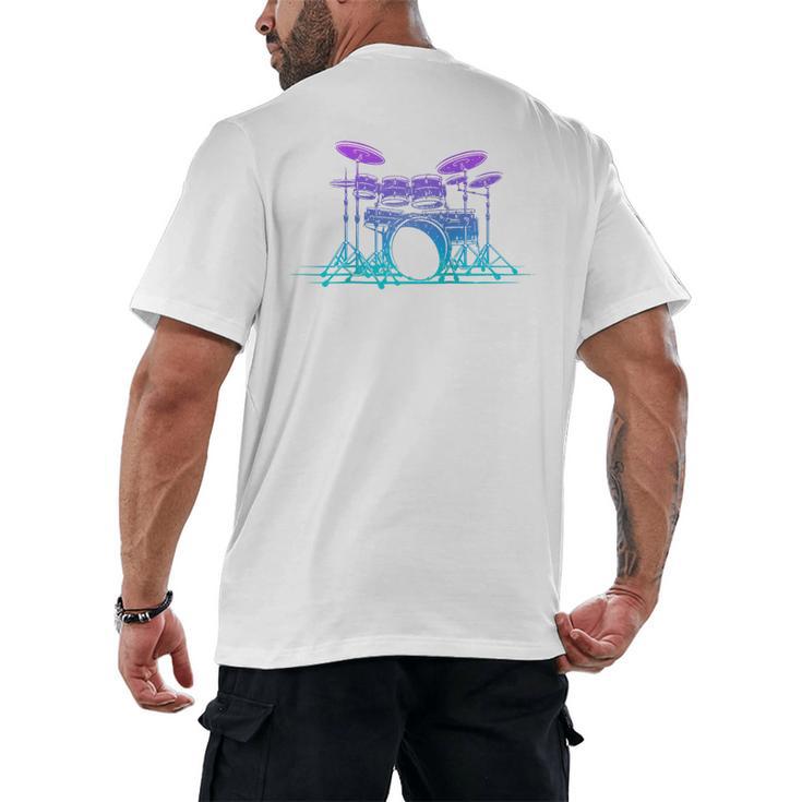 Drum Kit Set Drummer Raglan Baseball Tee Men's Back Print T-Shirt