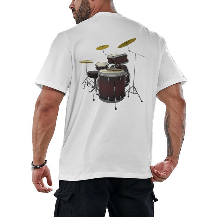 Drummer Drum Kit Raglan Baseball Tee Men's Back Print T-Shirt