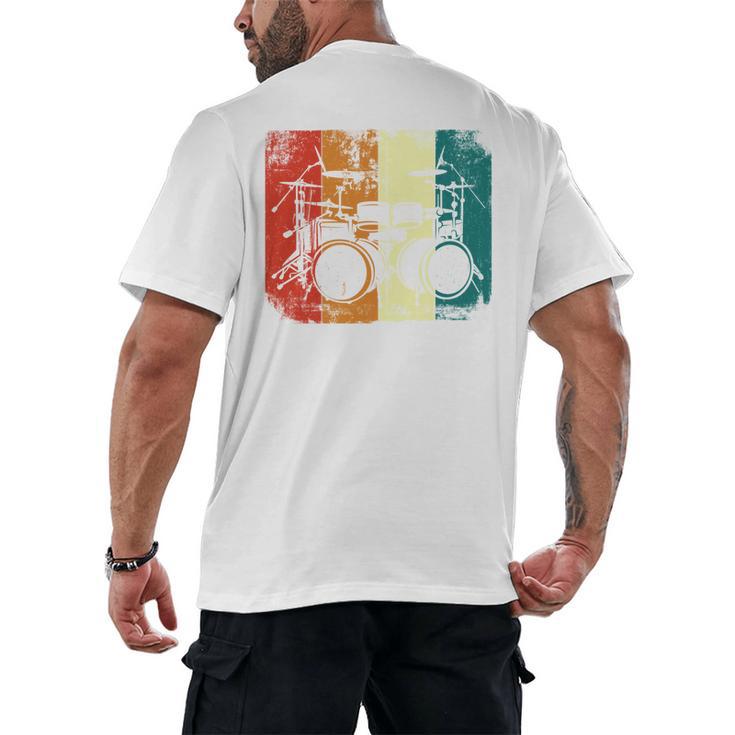 Drumset Cool Retro Vintage Drum Kit Drummer Music Percussion Men's Back Print T-Shirt