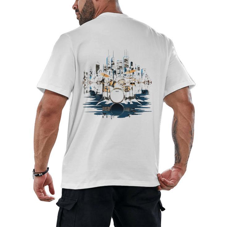 Drumset Drum Kit Music Drummer Drumming Men's Back Print T-Shirt