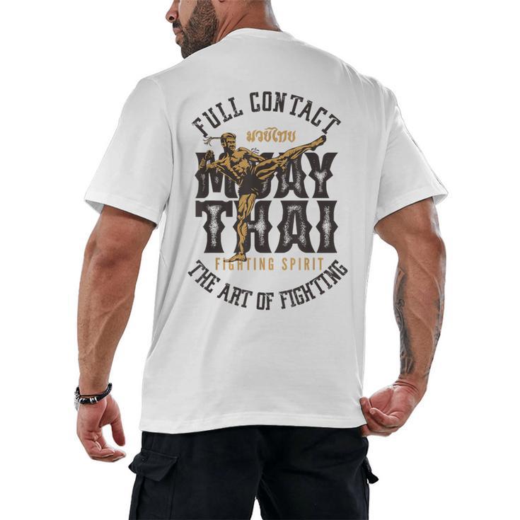 Muay Thai Fighter MMA Full Contact Retro Kickboxing Men's Back Print T-Shirt