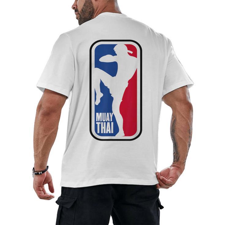 Muay Thai Fighter Retro Kickboxing MMA Training Men's Back Print T-Shirt