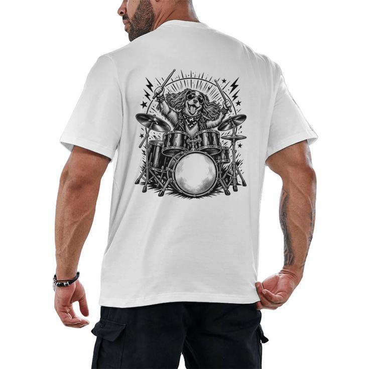 Spaniel Rock Drum Kit Men's Back Print T-Shirt