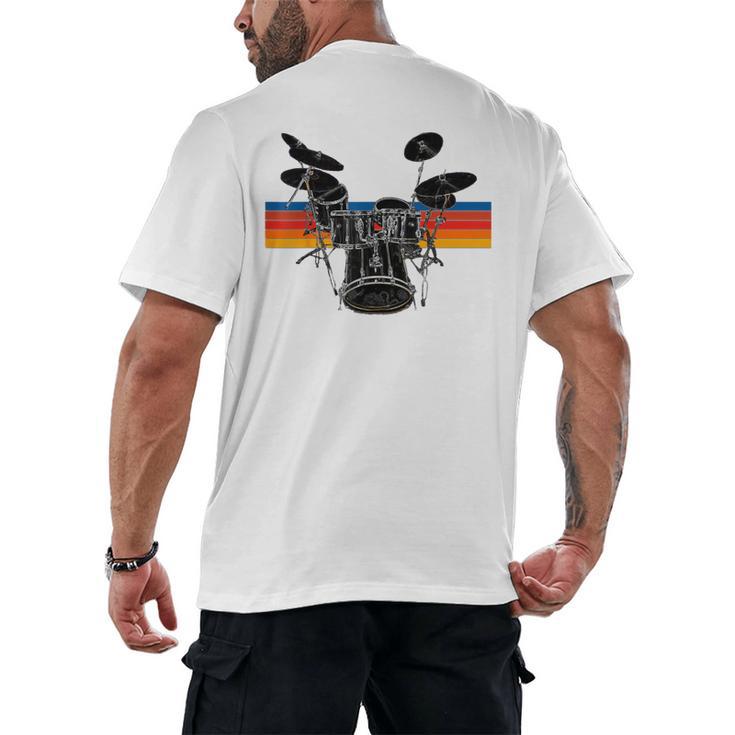 Vintage Drum Kit Drummer Rock Band Drums Men's Back Print T-Shirt